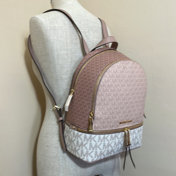 2pc Michael Kors MK backpack double zip phone wallet wristlet - Picture 7 of 9